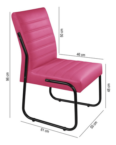 Conjunto Com 4 Cadeira Jade Sala De Jantar Couro Sintético Cor da estrutura da cadeira Preto Cor do assento Rosa Desenho do tecido Liso