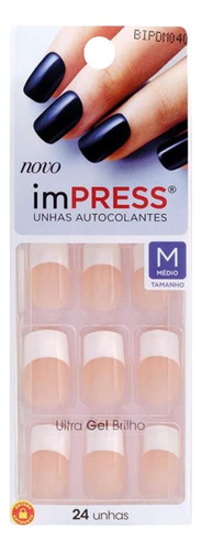 Kiss Impress Unhas Autocolantes Gel Zen Zone Médio Cor francesinha