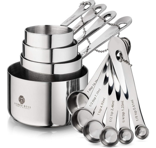 Juego De Tazas Y Cucharas Medidoras De Acero Inoxidable - Ju