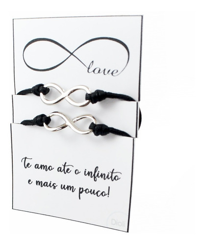 Conjunto 2 Pulseiras Casal Infinito Love Presente Namorados