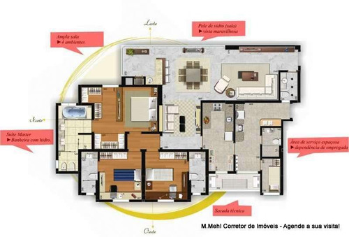 Imagem 11 de 30 de Apartamento Com 3 Dormitórios À Venda Com 280.13m² Por R$ 1.655.000,00 No Bairro Cabral - Curitiba / Pr - M2ca-ewk5
