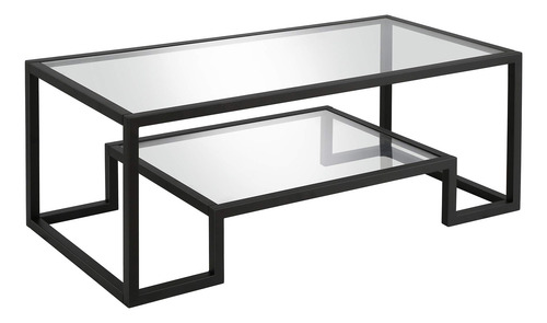 Mesa Auxiliar De Cristal Moderna Geométrica Color Negro