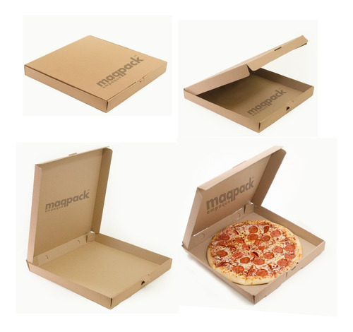 Imagen 5 de 7 de 50 Cajas Para Pizza 41x41x5cms Carton Microcorrugado Kraft