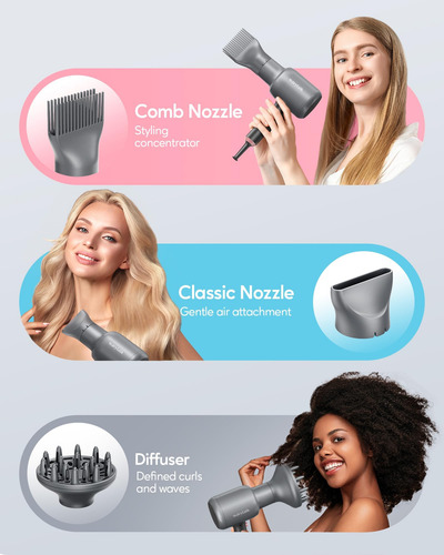Secador De Pelo Iónico Wavytalk Con Difusor Para Cabello Riz
