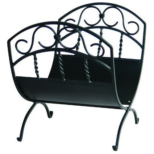 Black Wrought Iron Log Rack W- Scr