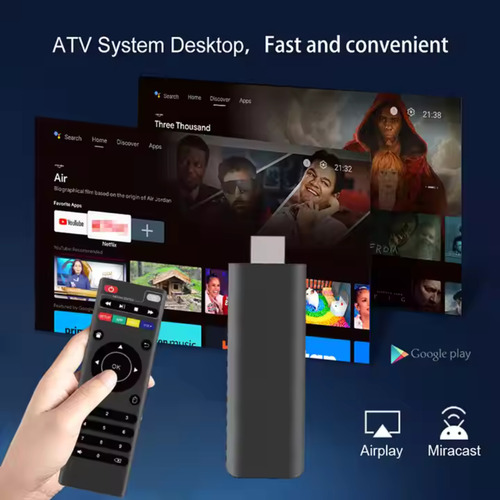 Convertidor Smart Tv Watch Om Tv Stick Android 8gb 128gb Negro Estándar