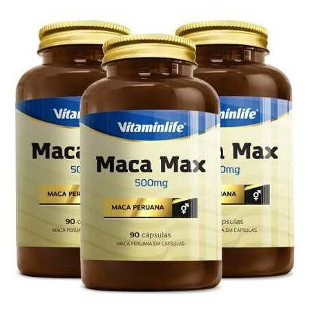 3x Maca Peruana Max C/ Zma 90 Caps Testosterona Vitaminlife 