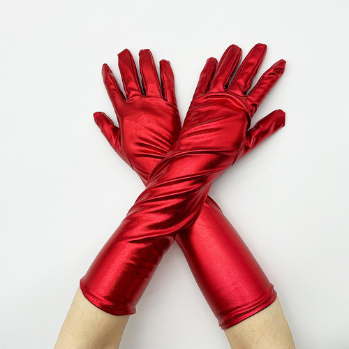 Guantes Largos De Cuero Mirror Glossy Guantes Extendidos Cos