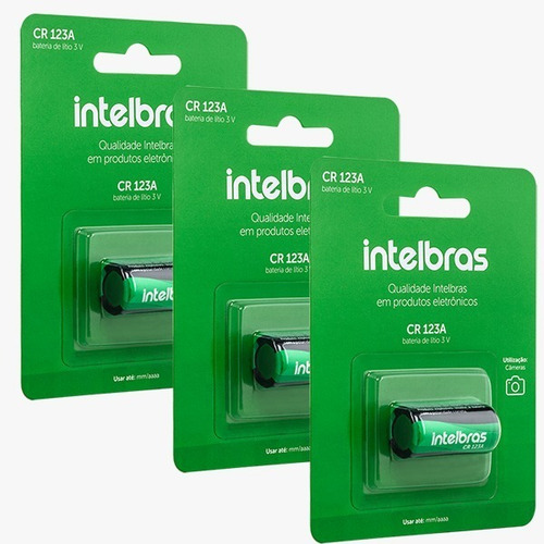 Imagem 1 de 3 de Kit 3 Baterias Não Recarregável Lítio 3v Cr123a Intelbras