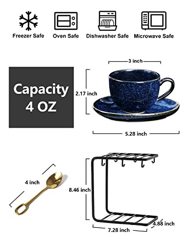 Tazas De Espresso De Cerámica Vicrays De 4 Oz Juego De Tazas