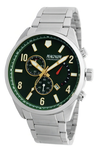 Relógio Magnum Masculino Ma35182g Cronógrafo Prateado 43mm