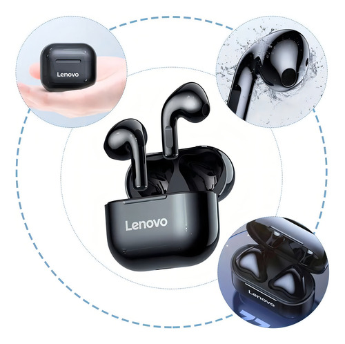 Auriculares Lenovo Lp40 Thinkplus Livepods, color negro y verde claro
