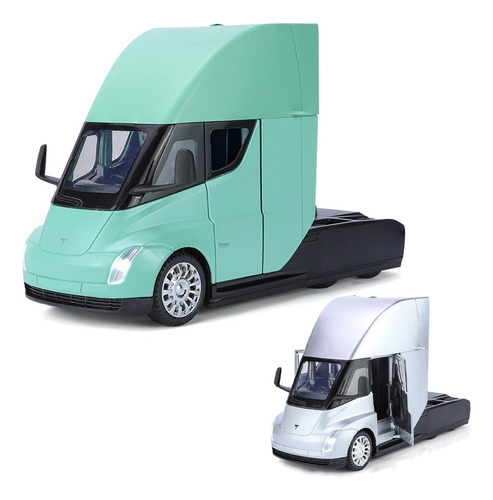 Tesla Semi Truck Head Miniatura Metal Coche Con Luz Y Sonido