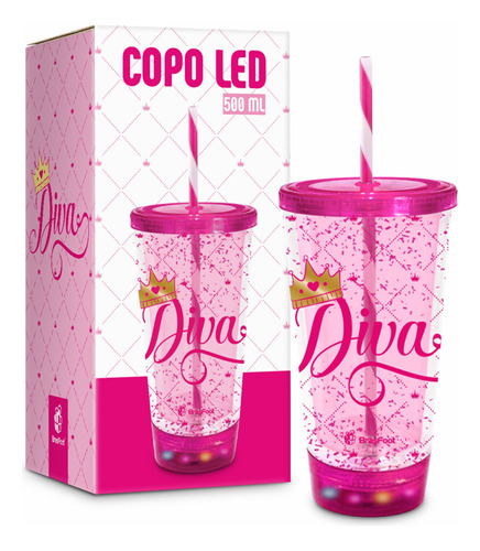 Copo Led Canudo - Frases - Diva