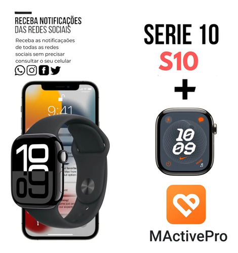 Relógio Smartwatch Microwear S10 47mm Nfc Chat Gpt Oled Preto Preto Preto