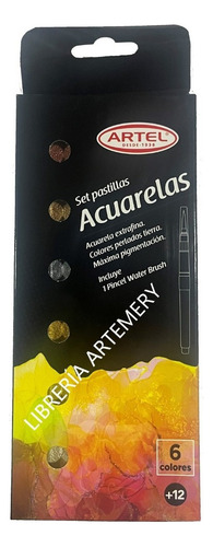 Acuarela Artel 6 Pastillas Incluye Pincel De Agua Color Tierra