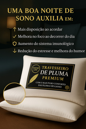 Kit 2 Travesseiros Macios Pena De Ganso Fibra Sintética Confortável Branco Macio Sustentavel Toque De Plumas Costuras Reforçadas
