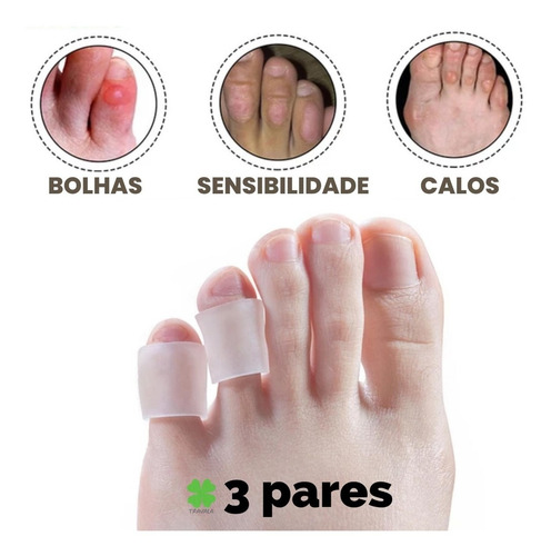 6 Aneis Protetores Para Os Dedos Pés Em Silicone Anti-calos