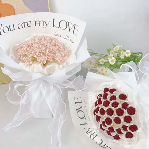 Conjunto De Ramo De Bricolaje Ramo De Rosas Rosa 21 Piezas