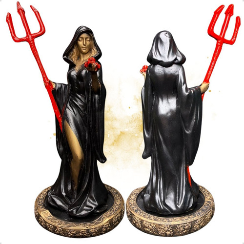 Imagem Pomba Gira Capuz (d) (p) 25 Cm - Umbanda Candomblé Cor Dourado