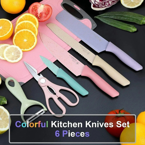 // Conjunto De 6 Facas De Cozinha Profissionais Coloridas
