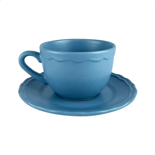 Set X12 Tazas Con Plato De Cerámica Café Té