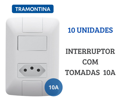 Kit 10 Interruptor Com Tomada Tramontina 10a 4x2 Branca