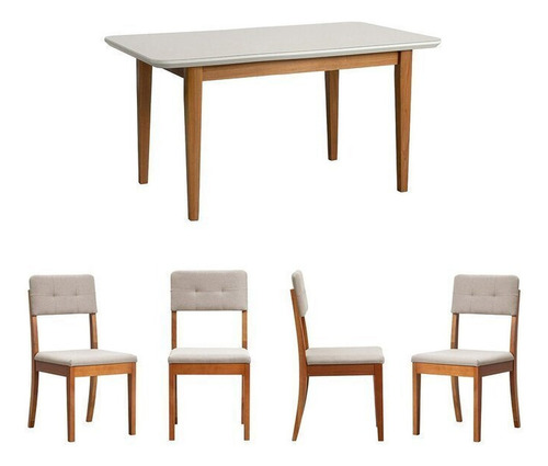 Conjunto Mesa De Jantar Tangará 130cm E 4 Cadeiras Wt