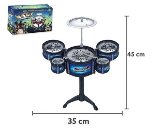 Brinquedo Bateria C/ Baquetas E Divertido Pais E Filhos