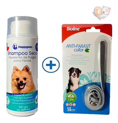 Shampoo Repelente De Pulgas Para Perros  Seco + Collar -pack