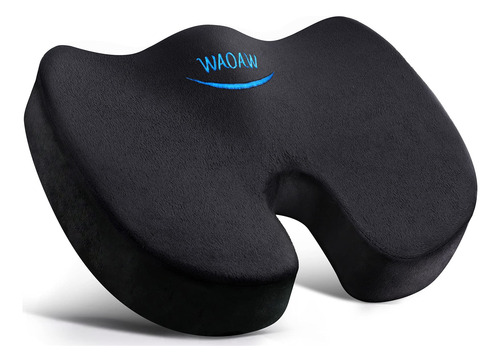 Cojín De Asiento Waoaw, Espuma Viscoelástica Negro