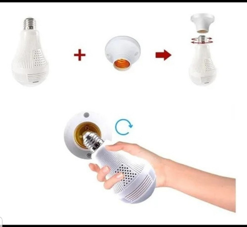 Imagem 2 de 5 de Camera Ip Seguraca Lampada Vr 360 Panoramica Espia Wifi Prom