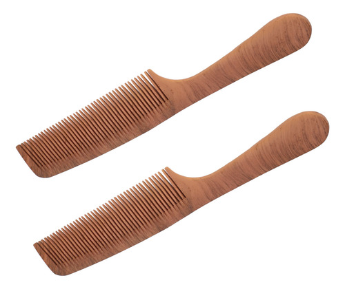 Pente De Barba De Madeira, 2 Peças, Antiestático, Wood Grain