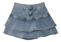 Comprar Short Faldas De Mezclilla De Dama Cintura Alta Volante Doble