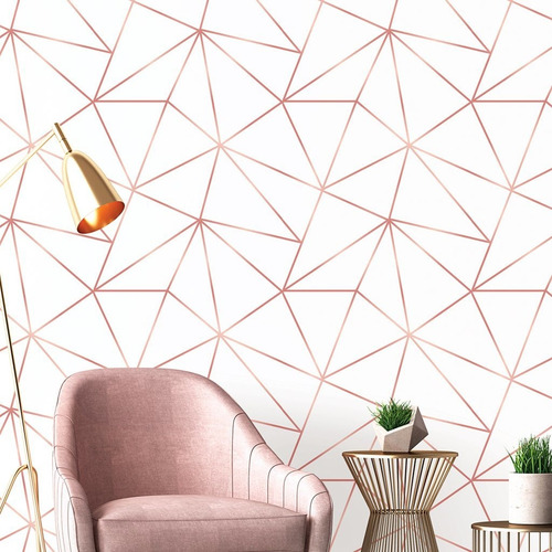 Adesivo De Parede Zara Rosê Gold Para Sala Recepção Hall 10m