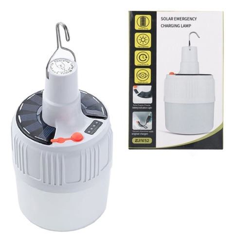Foco Lampara Recargable Con Panel Solar Luz Led Portatil
