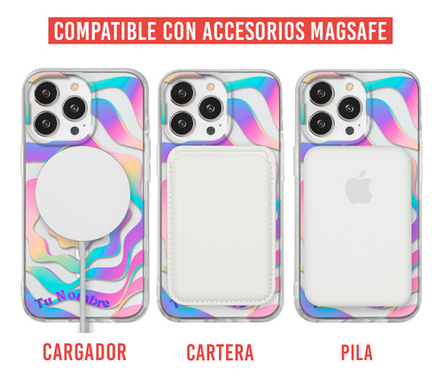 Funda Para iPhone Magsafe Tu Nombre Mujer Curvas Colores