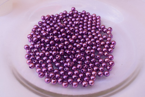 Perola Abs Inteira 8mm C/furo 1000 Und 250g Perolas Cor Roxo