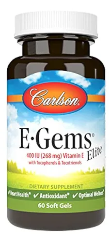 A – E-gems Elite, 400 Ui De Vitamina E Con Tocoferoles Y Tocotrienoles, Salud Cardaca Y Bienea Ptimo, Antioxidante, 60 Geles Blandos