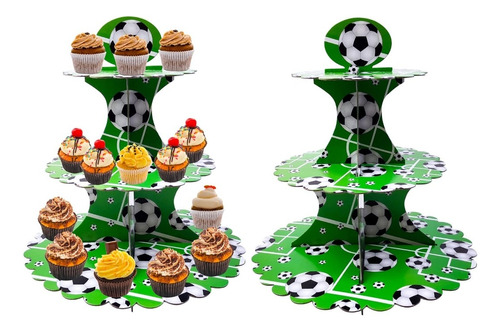 Base Soporte De Cartón Cupcakes Futbol Pack X 2 Decorativo