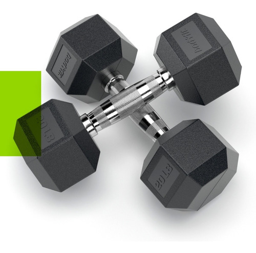 Imagen 6 de 9 de Un Par Mancuernas Pesas Hexagonal Recubierta 20lb 9.07kgs