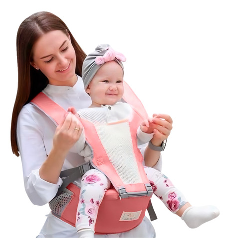 Canguru Para Carregar Bebê Bag Assento Acolchoado Ergonômico Cor Salmão