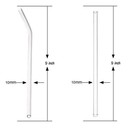 Popotes De Vidrio Transparente, De 9 Pulgadas X 10 Milímetro