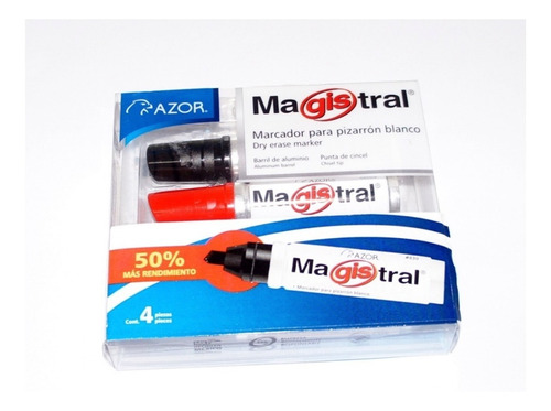 Marcador Para Pizarrón Blanco Magistral 4 Piezas Aluminio