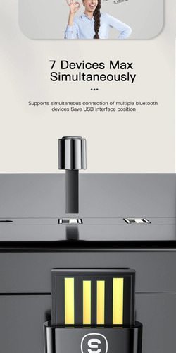 Imagen 5 de 8 de Adaptador Receptor Usb Bluetooth 5.1 Essager Windows Pc