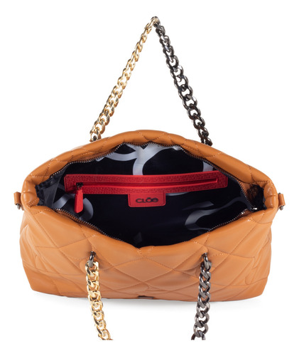 Bolsa Tote Cloe Para Mujer Cadena Bitono En Manerales Color Marrón claro