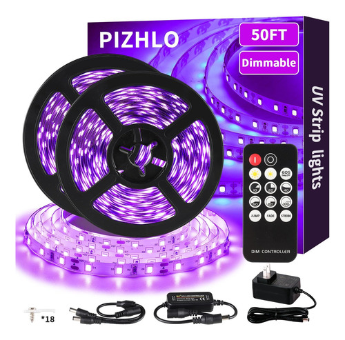 Tiras De Luz Negra De 50 Pies De 50 Pies Y Remotos, 900 Led