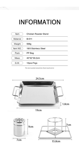 Estante Asador De Pollo, Soporte Vertical De Acero Inox...
