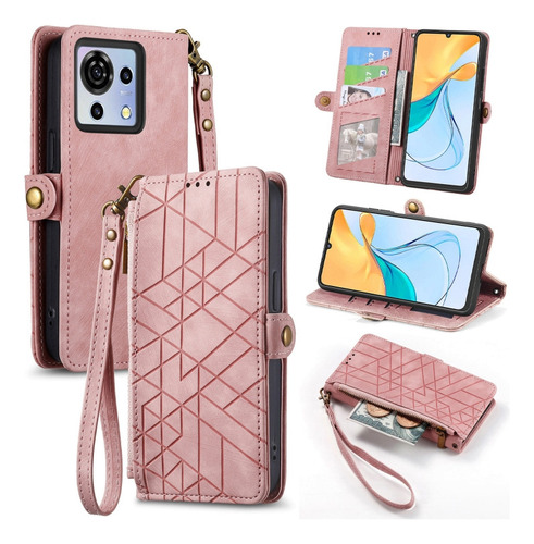 Funda De Piel Tipo Cartera Para Zte Blade V50 Vita