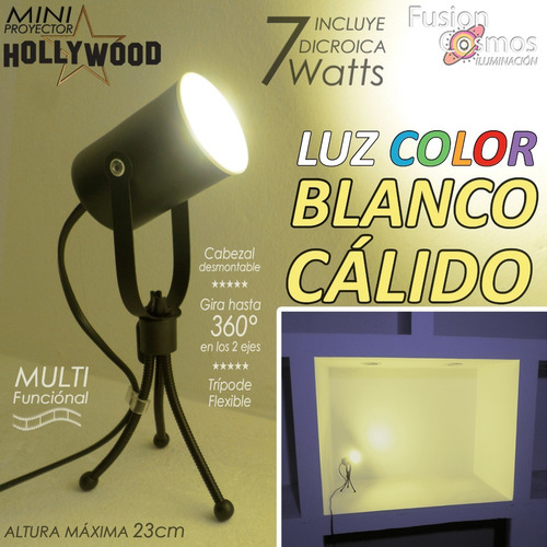 Imagen 5 de 10 de Proyector Cine Dicroica De Mesa 7w Led Luz Color A Elección